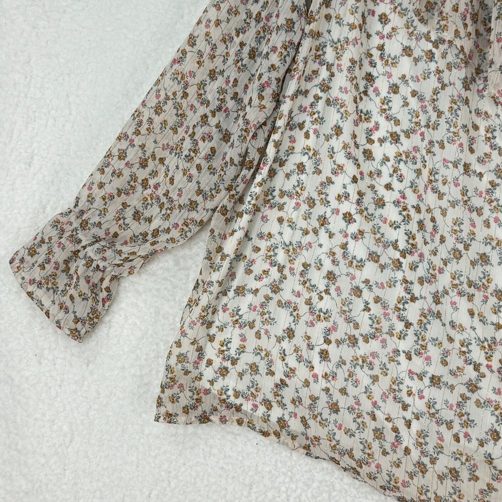Torrid Floral Print Ruffled On-Shouler Top Womens Cream Chiffon Plus Size 2X - Picture 4 of 10
